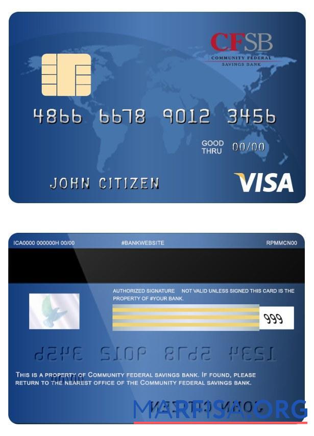 Downloadable USA Community federal savings bank visa card sample